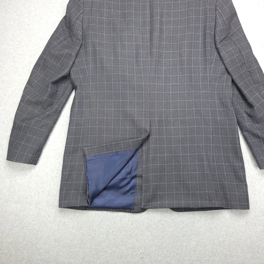 Ralph Lauren Blazer‎ Jacket Men's 42L Gray Blue Glen Check Silk Wool Blend